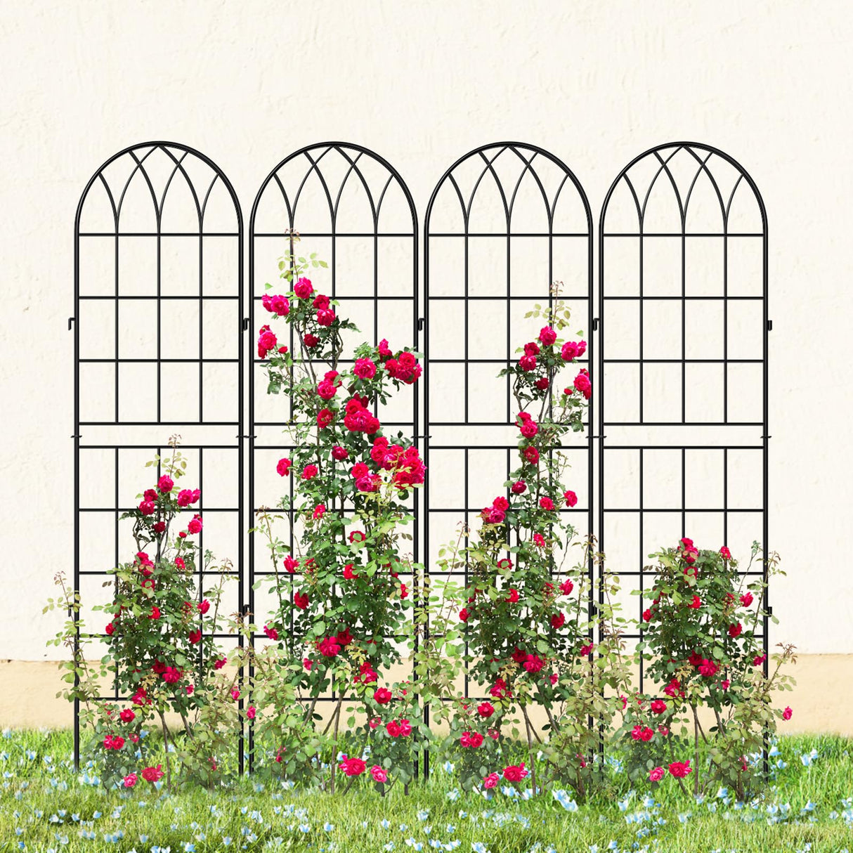 DoCred 4 Pack Garden Trellis for Climbing Plants, 59 Inch Metal Trellis