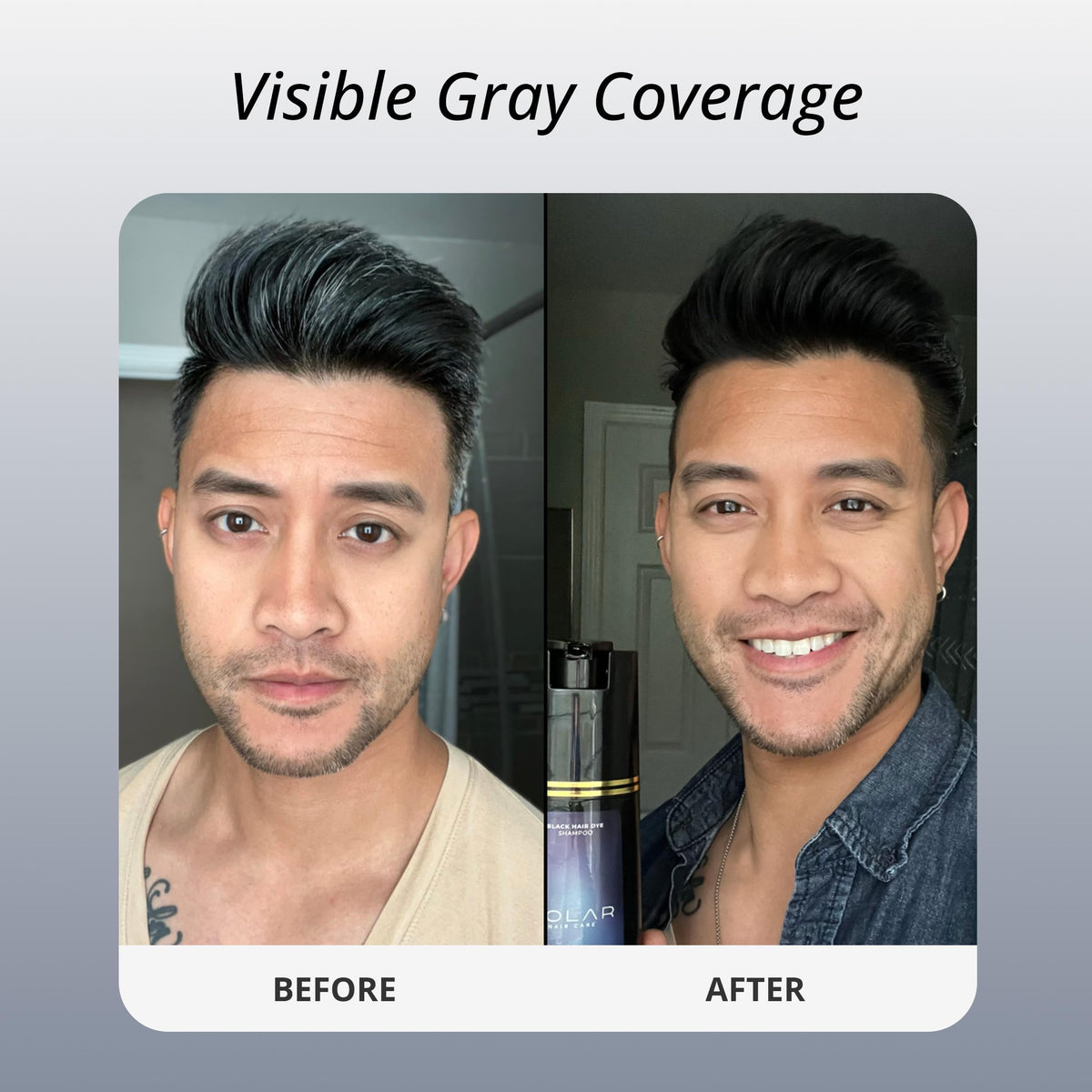 Polar Hair Dye Shampoo for Gray Hair, Jet Black Color for Women & Men