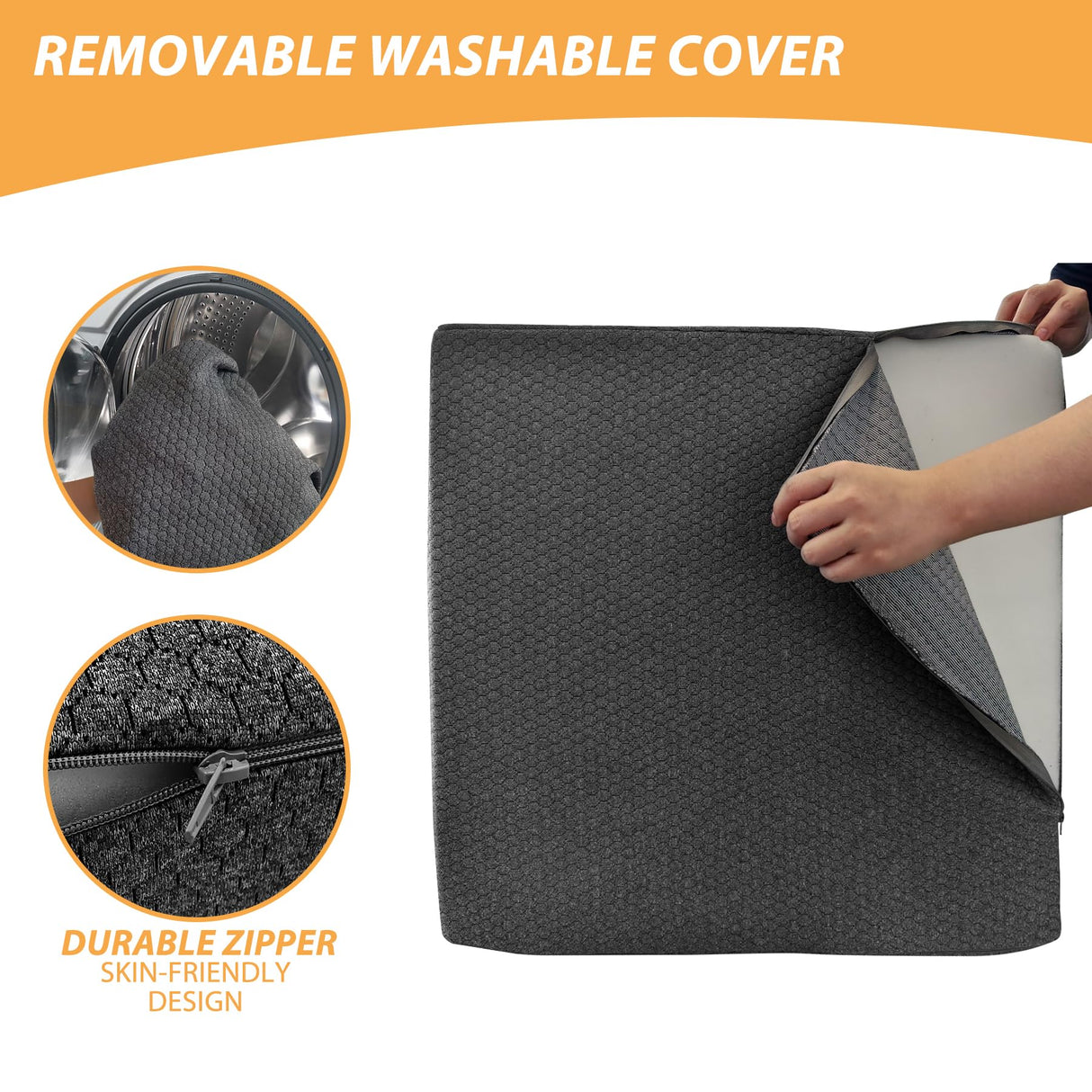 Bedluxe Leg Elevation Pillows, Leg Pillows for Sleeping, Cooling Gel Memory Foam Top, Wedge Pillow for Legs, Leg Wedges for Circulation, Swelling, After Surgery - Removable Cover (10 Inch, Black)