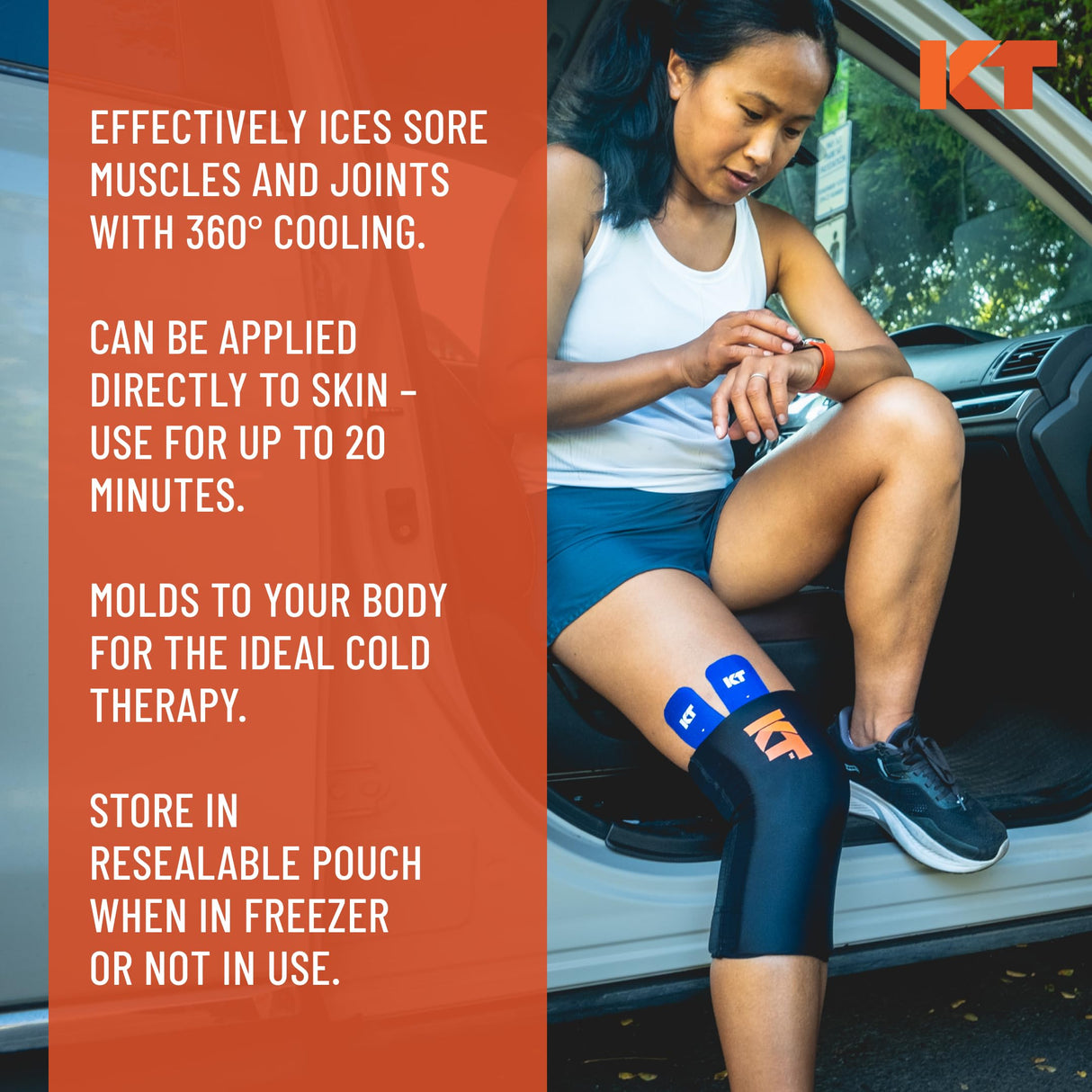KT Health, Size M/L, Ice Sleeve and Universal Bag, Direct 360 Degree Cooling and Compression