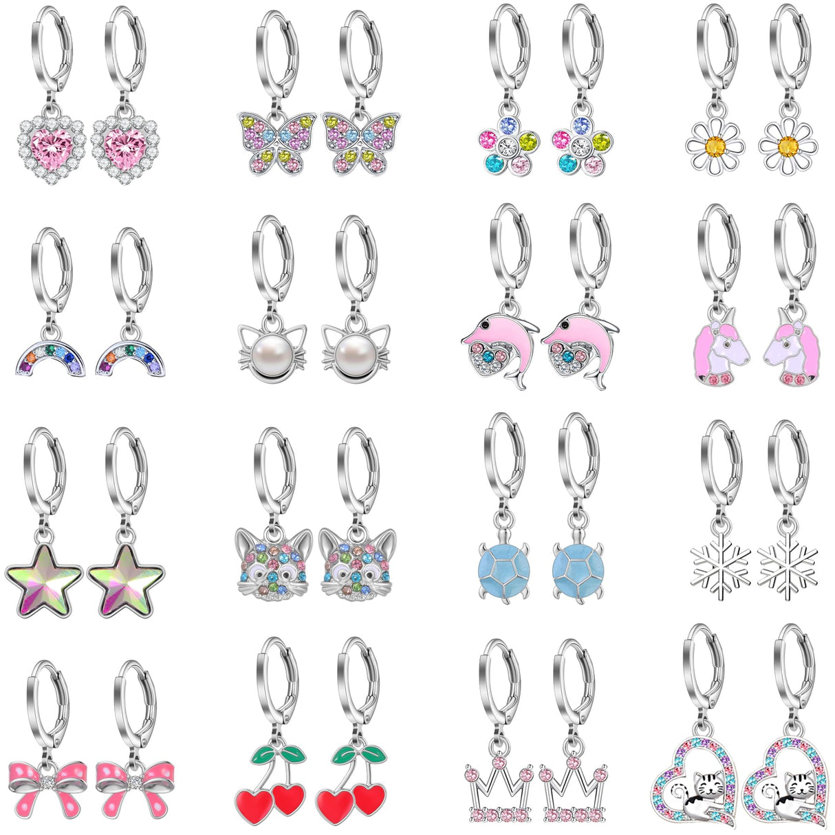 16 Pairs Hypoallergenic Earrings for Little Girls Teens Kids