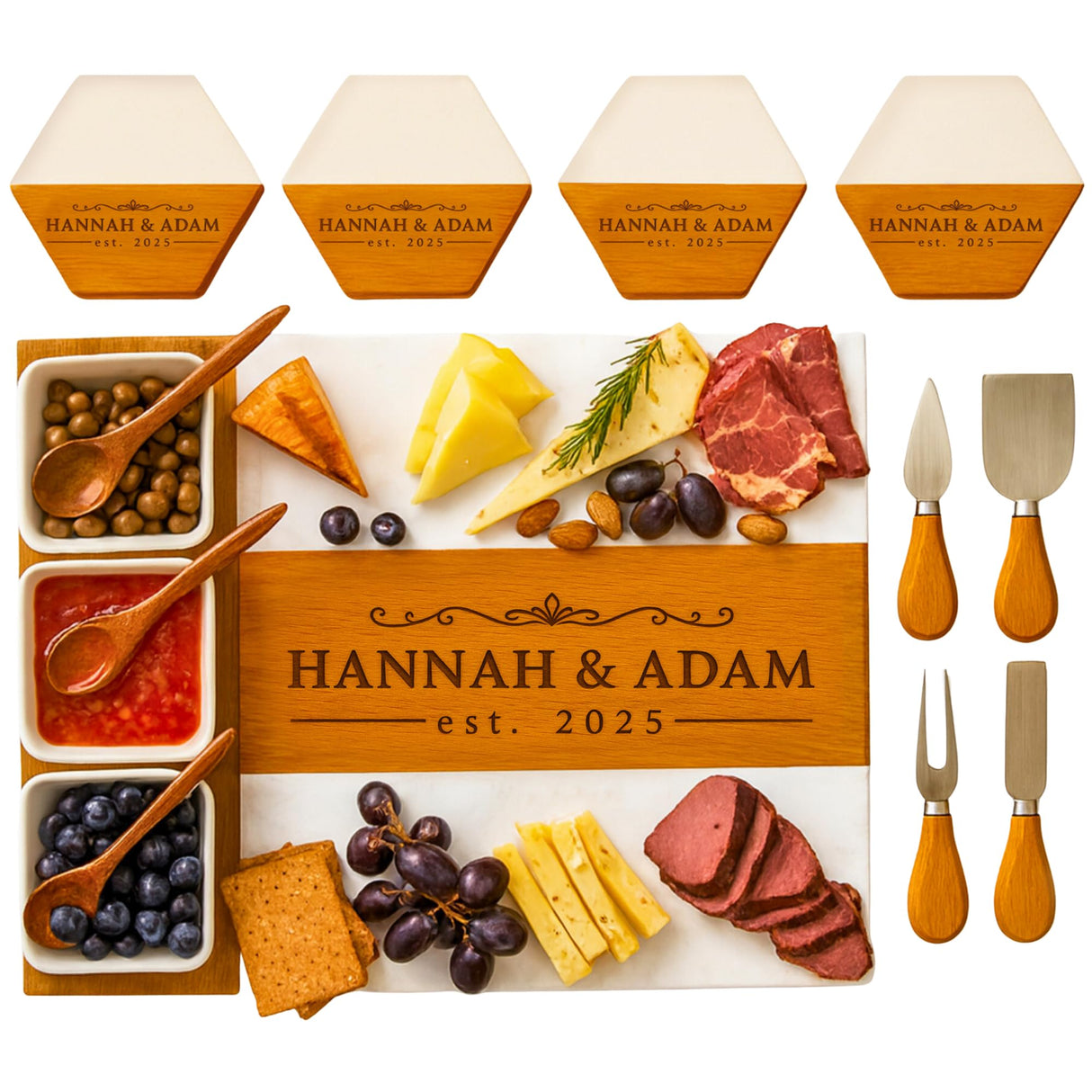 Personalized Charcuterie Board - Large Cheese Boards for Wedding & Anniversary, New Home, Christmas, House, Bridal Shower, Birthday, Retirement Gift for Women, Custom Wedding Gifts