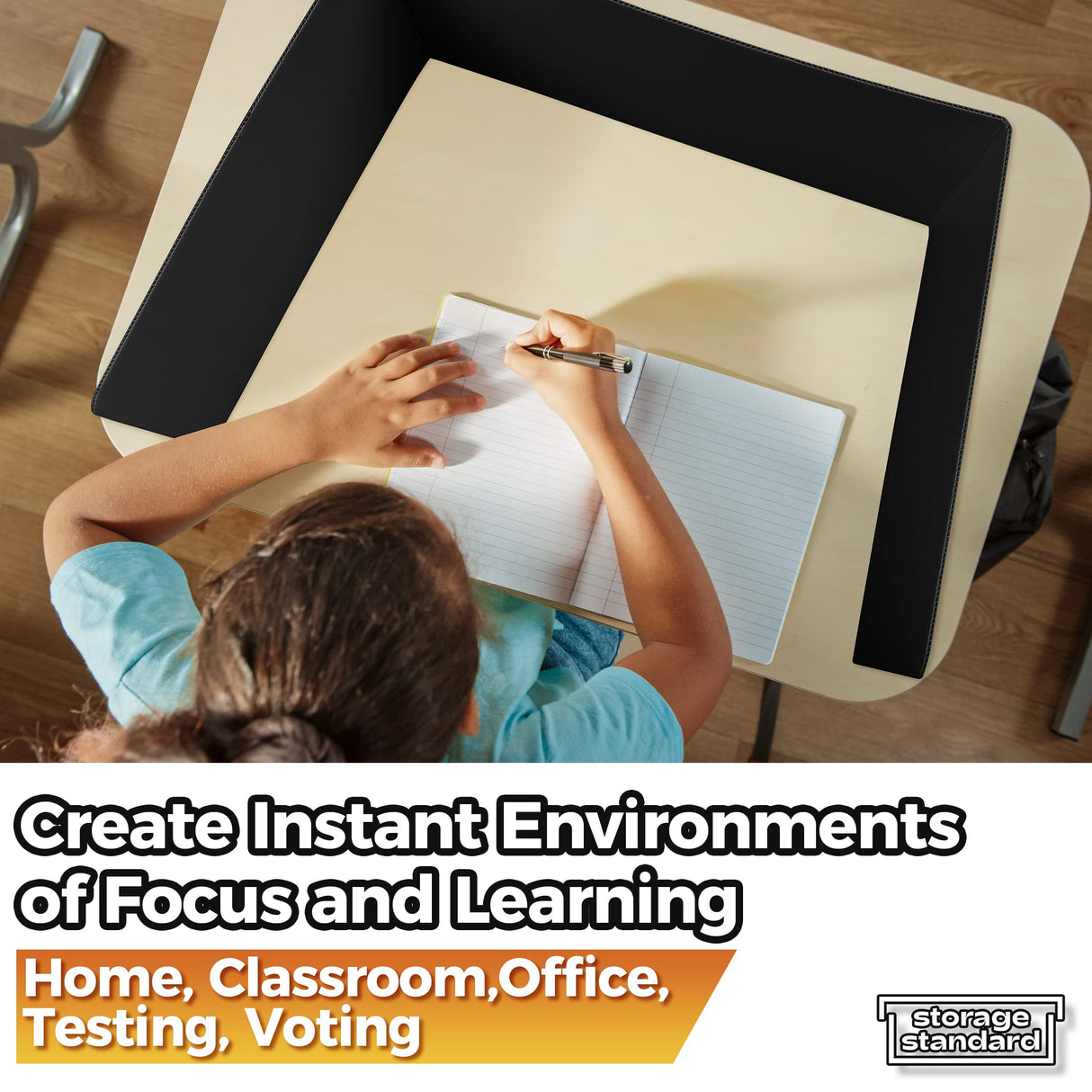 4-Pack Desk Dividers for Students - Durable & Waterproof Plastic Study Carrel Divider, Classroom Folders Teacher Supplies, Easy-to-Clean Plastic Privacy Shield Folder Boards for Student Desks, Black