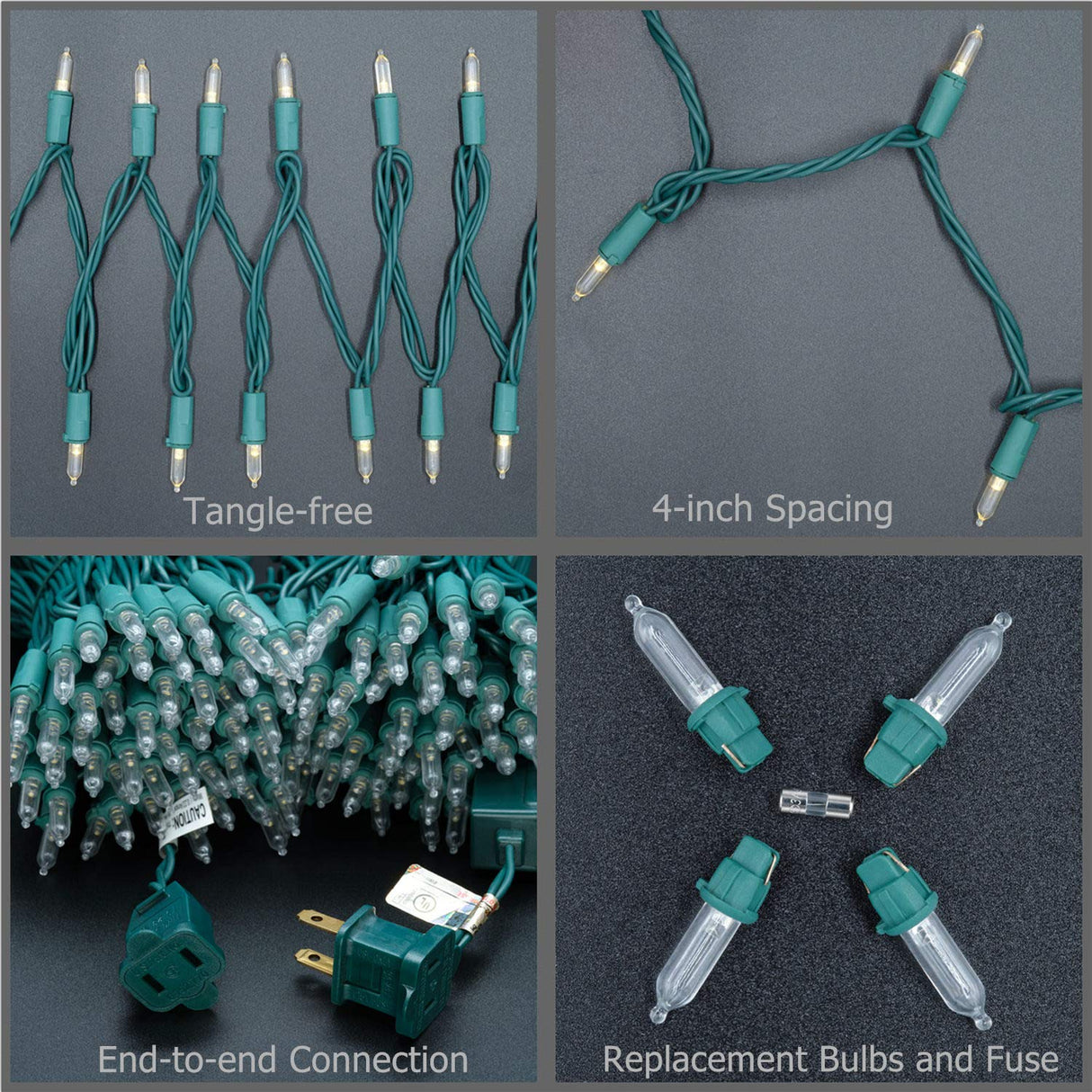 YULETIME 200 Count Warm White LED Christmas Lights, 66 Feet Green Wire UL Certified Commercial Grade Holiday String Light Set (Warm White)