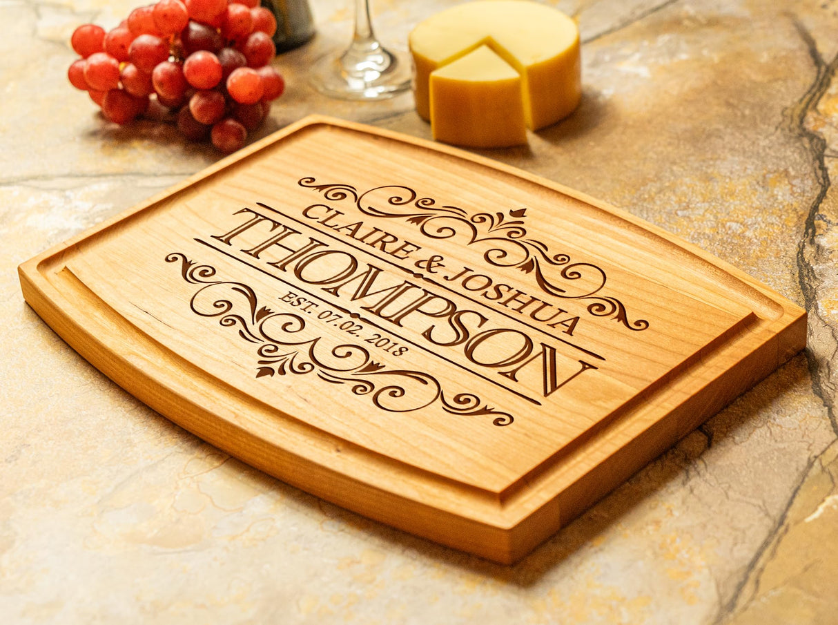 Crafted Custom Cutting Board - Personalized Cutting Board - Engraved Charcuterie Board - Wedding Gift for Couple - Best Present Idea for Bride, Bridal Shower, Anniversary, Christmas, & Housewarming