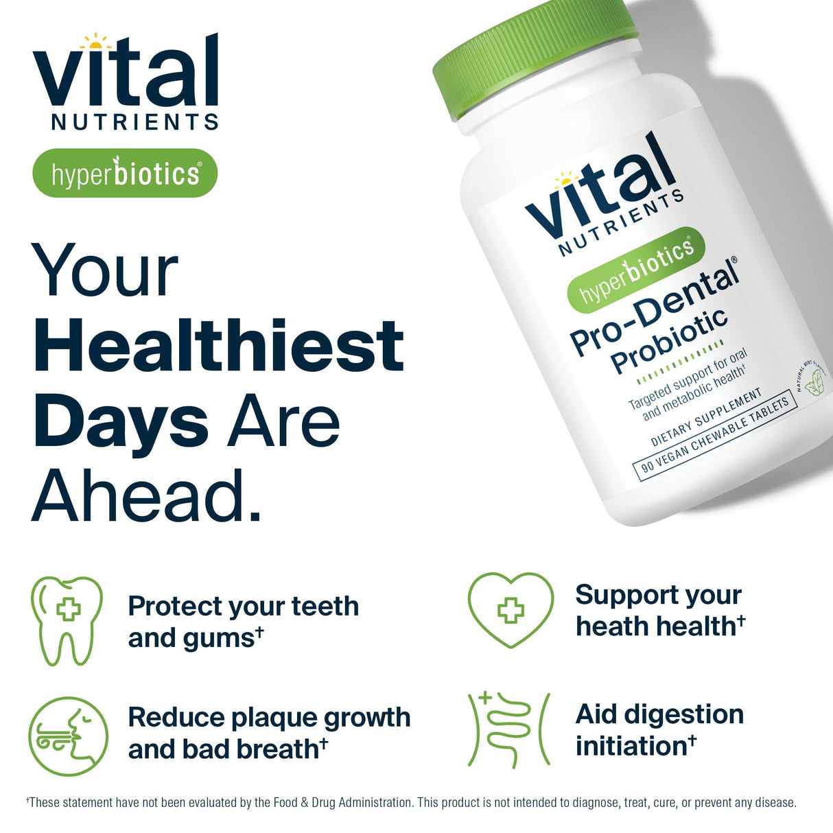 Hyperbiotics Vital Nutrients Pro Dental Probiotic | Clinically Studied BLIS K12 and M18 | Oral Probiotics for Bad Breath treatment for adults | Oral Health for teeth and gums | 90 Mint Tablets
