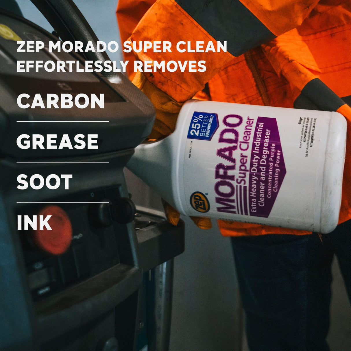 Zep Morado Purple Concentrated Super Cleaner - 5 Gallon (1 Unit) 85635 - Extra Heavy-Duty Industrial Degreaser, Phosphate Free, Alkaline Concentrate Removes Grease, Grime