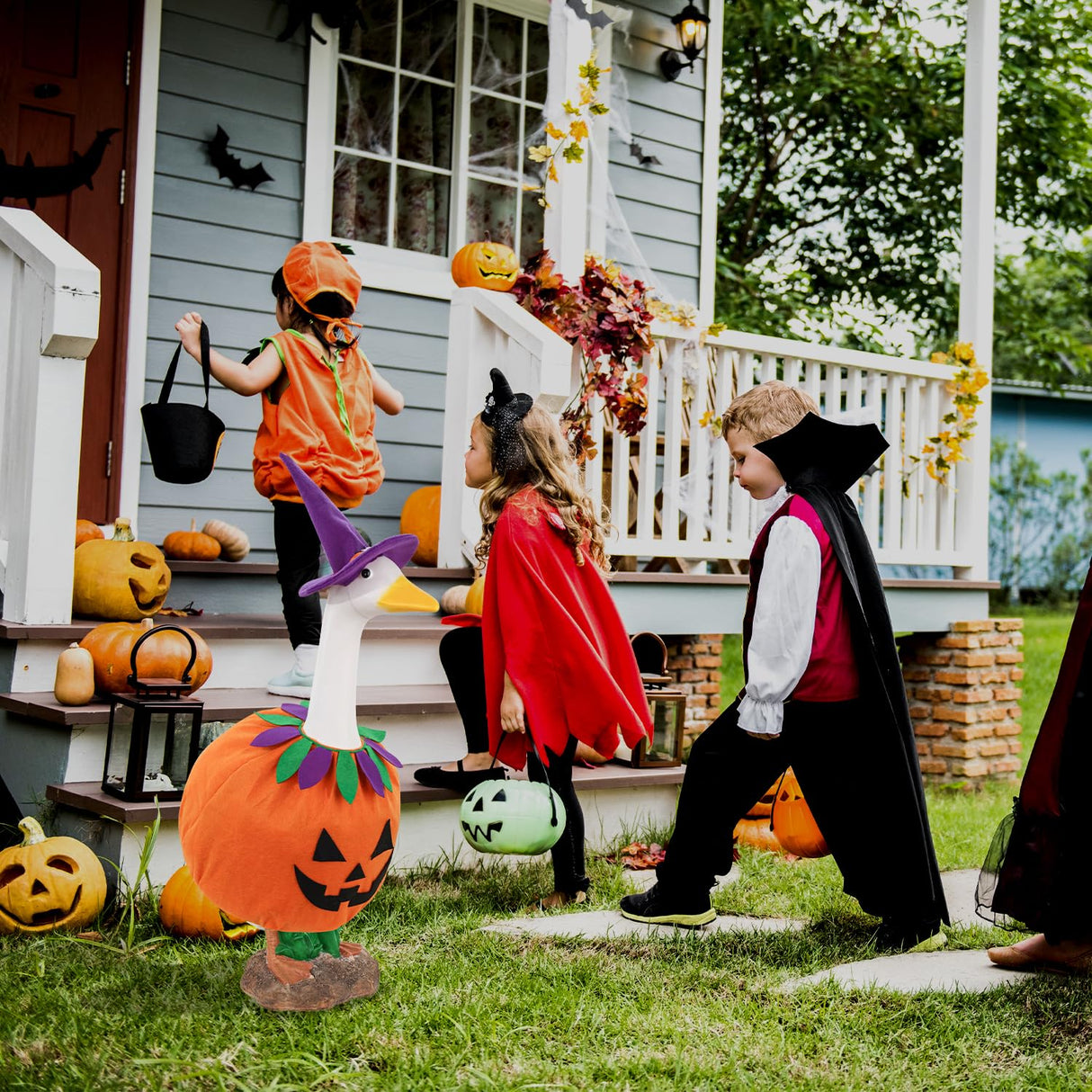 Halloween Porch Goose Outfit Pumpkin Goose Costume for Outdoor Decor