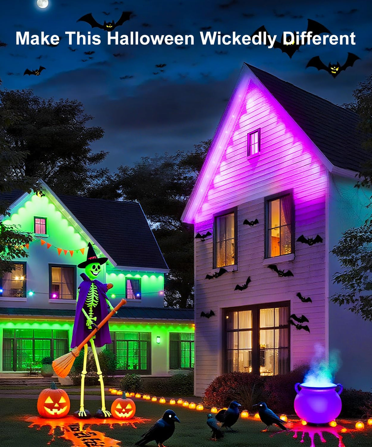 Nexillumi 300ft Permanent Outdoor Lights for House, 2025 New Smart RGB Christmas Lights Outdoor with APP Remote Control, IP67 Waterproof Eternity Eaves Lighting for Halloween Christmas Decorations