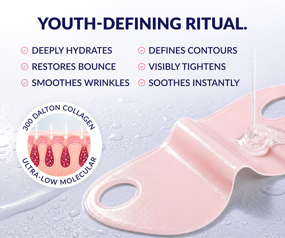 Stylia V Line Lifting Collagen Face Mask - Lift, Firm & Contour Jawline - Double Chin Strap with Hyaluronic Acid & Aloe - Neck Tightening and Lifting Mask - Jawline Shaper Face Lift Tape (10PC)