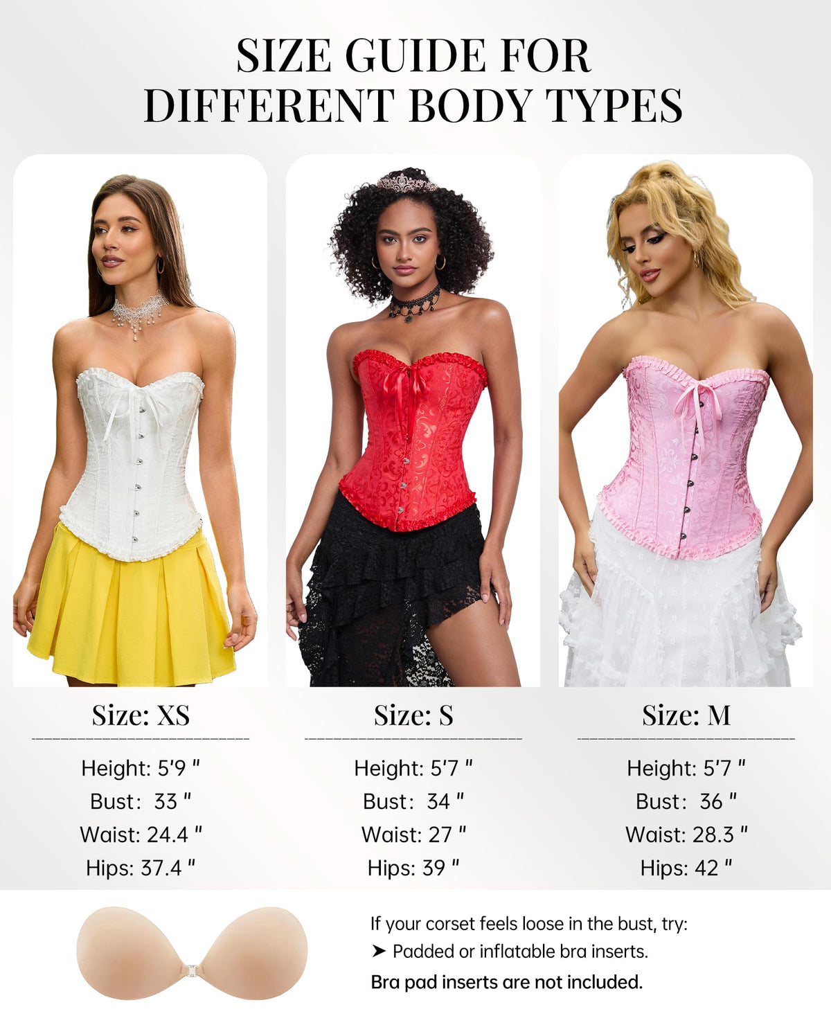 SZIVYSHI 14-Bone Overbust Corset Top - Black - Medium
