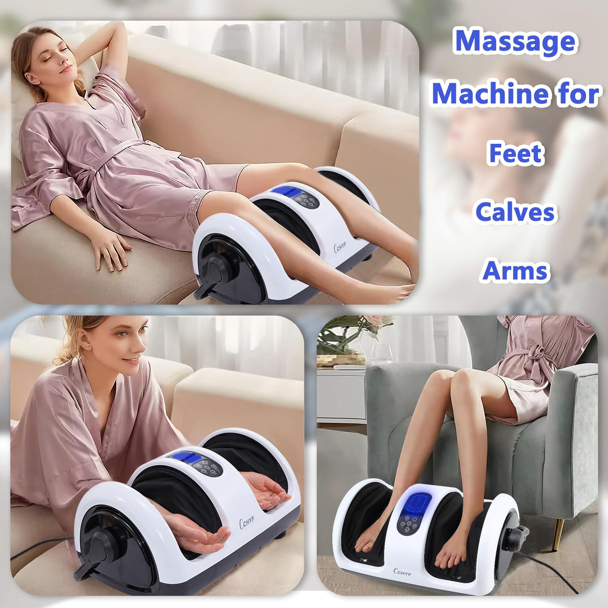 CCHYF Foot Massager with Heat,Shiatsu Foot Massager for Plantar Fasciitis,Pain Relief and Heat Therapy-Massage Leg/Calf/Ankle with Deep Kneading,Gift for Family and Friends(White)