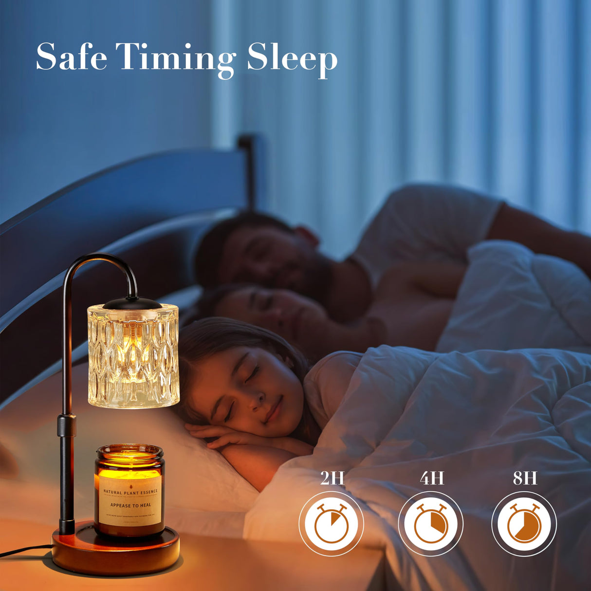 Briever Dimmable Candle Warmer Lamp with Timer, Height Adjustable Electric Candle Wax Warmer, Christmas Birthday Gifts for Women Mom, House Warming Gifts New Home Room Decor, Walnut Solid Wood Base