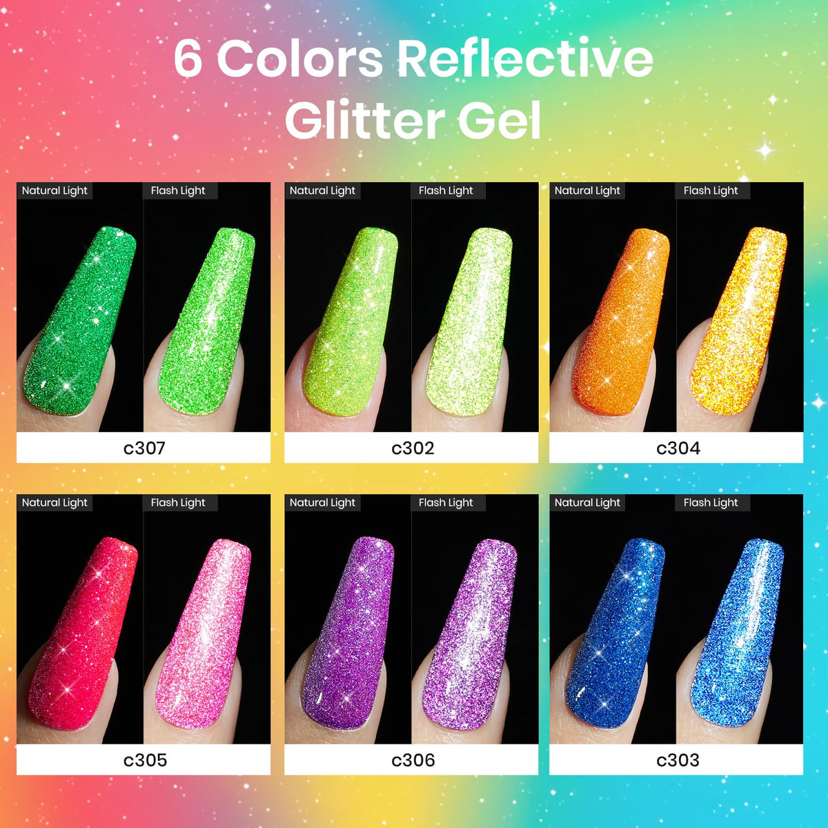 Beetles Halloween Gel Nail Polish Set, Reflective Glitter Gel Polish