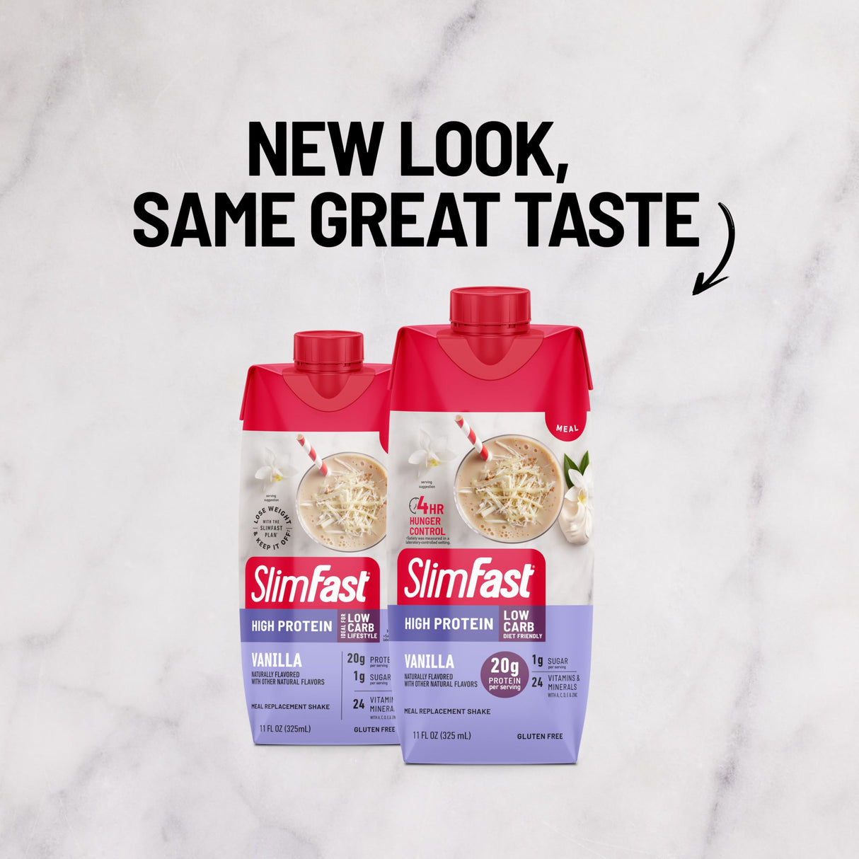 SlimFast Protein Shake, Vanilla- 20g Protein, Meal Replacement Shake Ready to Drink, High Protein with Low Carb and Low Sugar, 24 Vitamins and Minerals, 12 Count (Pack of 1) (Packaging May Vary)