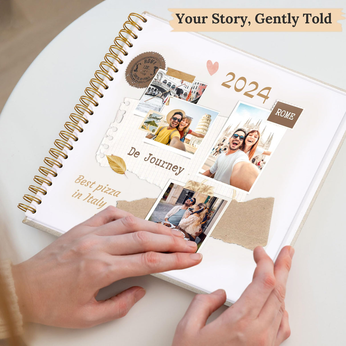 Hiwhy Scrapbook Photo Album Linen Cover, 10 x 10 Inch Hardcover Kraft White Pages Memory Book, for Travel Wedding Guest Book Christmas Baby Shower (40 Sheets/ 80 Pages,Beige)