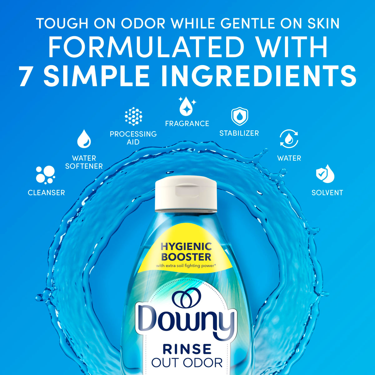 Downy Rinse Out Odor Fabric Rinse, Cool Cotton Scent, 62 fl oz, Fabric Odor Remover Rinse, Fights Odors at the Source