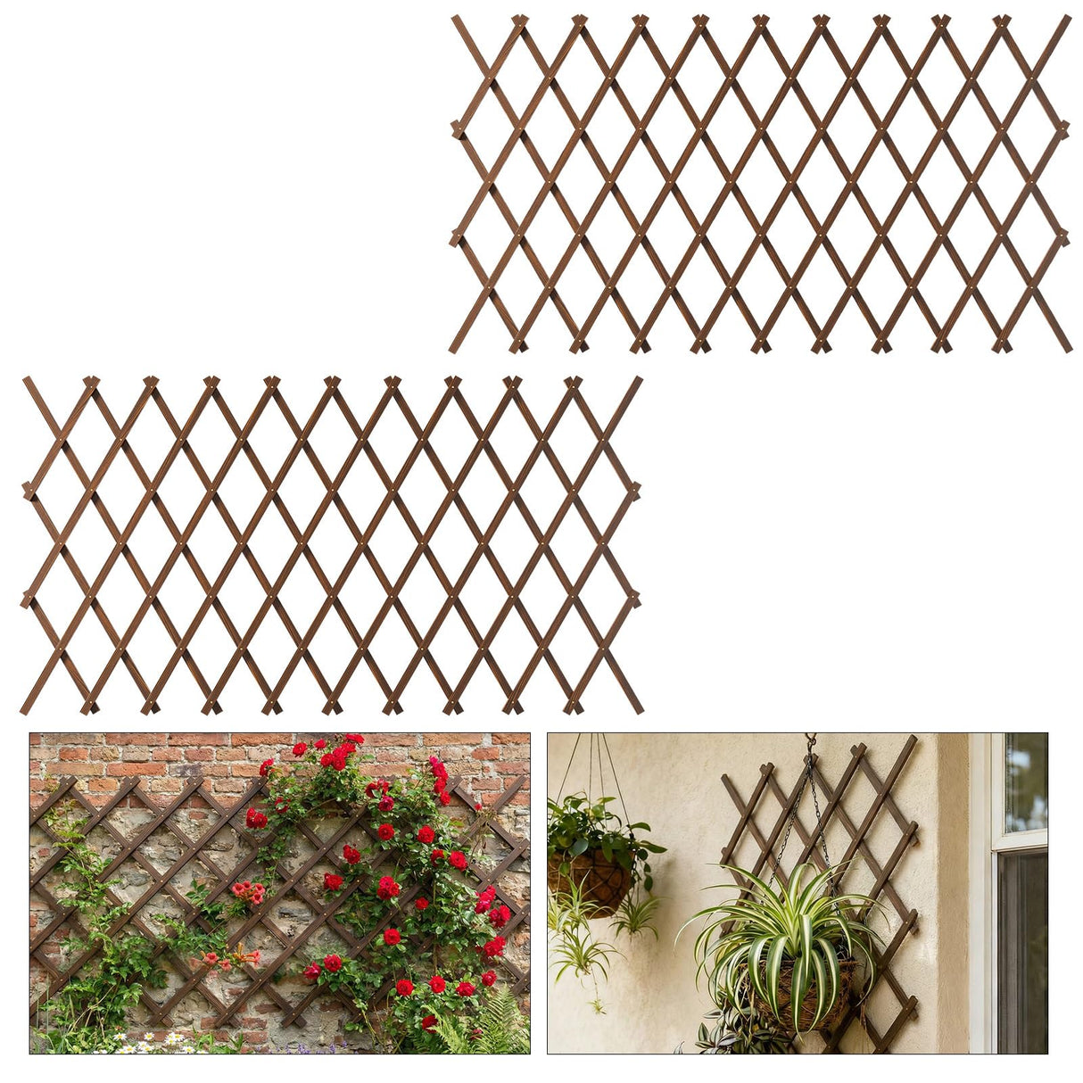 2 PCS Expandable Garden Trellis, 38" x 89" Trellis for Climbing Plants Outdoor, Wooden Lattice Fence Wall Panel Lattice Panels for Outside, for Climbing Plants Vine Ivy Rose Cucumbers Clematis(2PC)