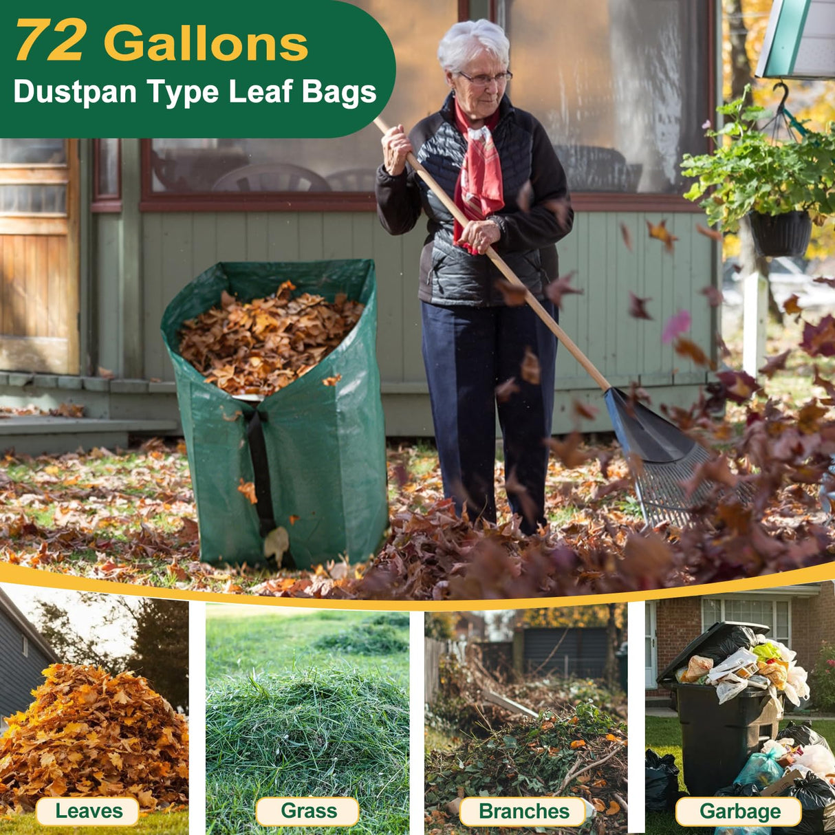 NIGOOLATA 72 Gallon Leaf Collector, Yard Waste Bags, Lawn Leaf Bags, 1 Pack