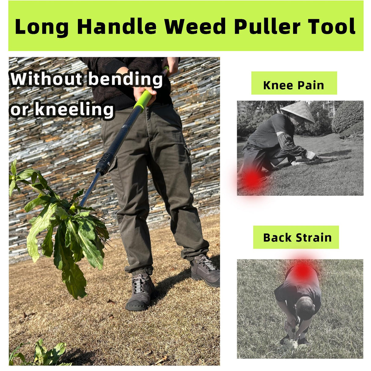 KLDOLLAR Weed Puller Tool,48" Long Handle Weeder Puller Tool with Soft Grip