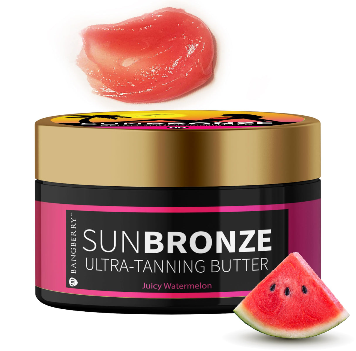 BANGBERRY Original Sun Bronze Ultra Tanning Butter - Juicy Watermelon, Use in the sun outdoor or tanning bed Better than tanning oil Tan faster with premium natural ingredients Safe for Sensitive Skin