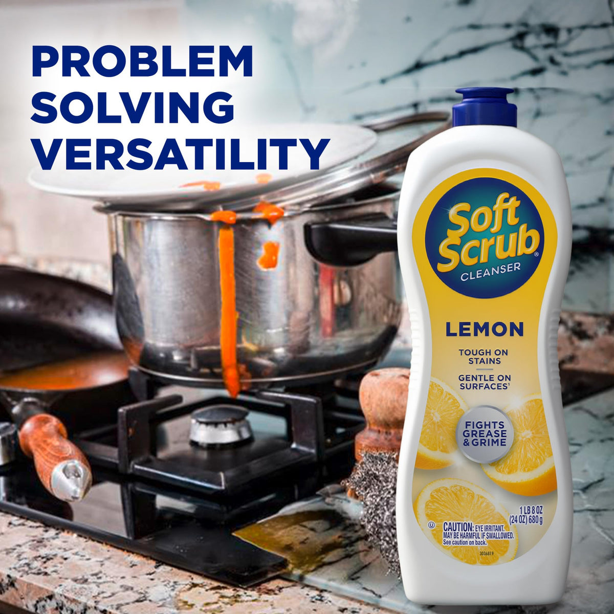 Soft Scrub Cleanser, Lemon Fragrance, 36 Oz, Multi Surface Cleaner, Kitchen