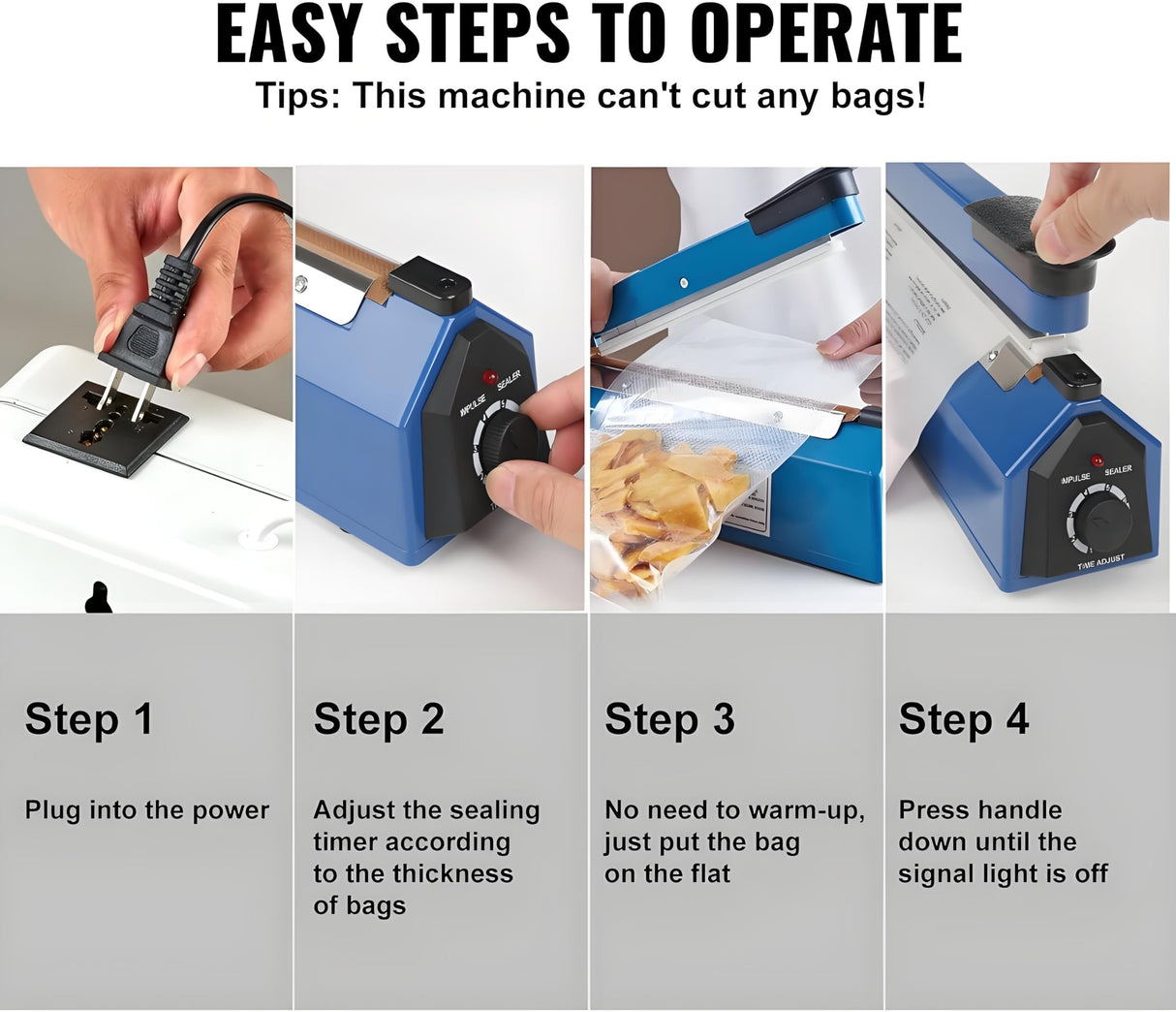 Impulse Sealer 12 inch Manual Heat Sealer Machine with Adjustable Heating Mode, ABS Shrink Wrap Bag Sealers for Plastic PE PP Bags, Portable Poly Bag Sealing Machine with Extra Replace Kit(Blue)
