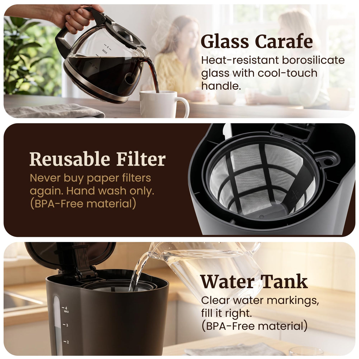 Elite Gourmet EHC4128 Automatic 4-Cup Drip Coffee Maker, Black