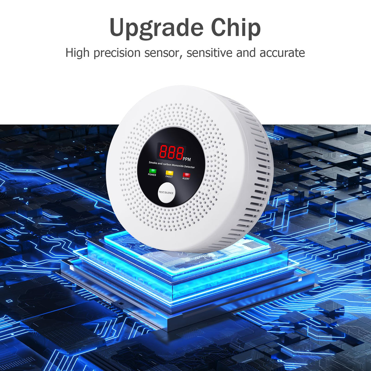2-in-1 Smoke and Carbon Monoxide Detector 10-Year Battery-Powered CO Alarm with Clear LCD Display and Sound Warning for Home Reliable Detector for Enhanced Safety and Protection (Includes Batteries)