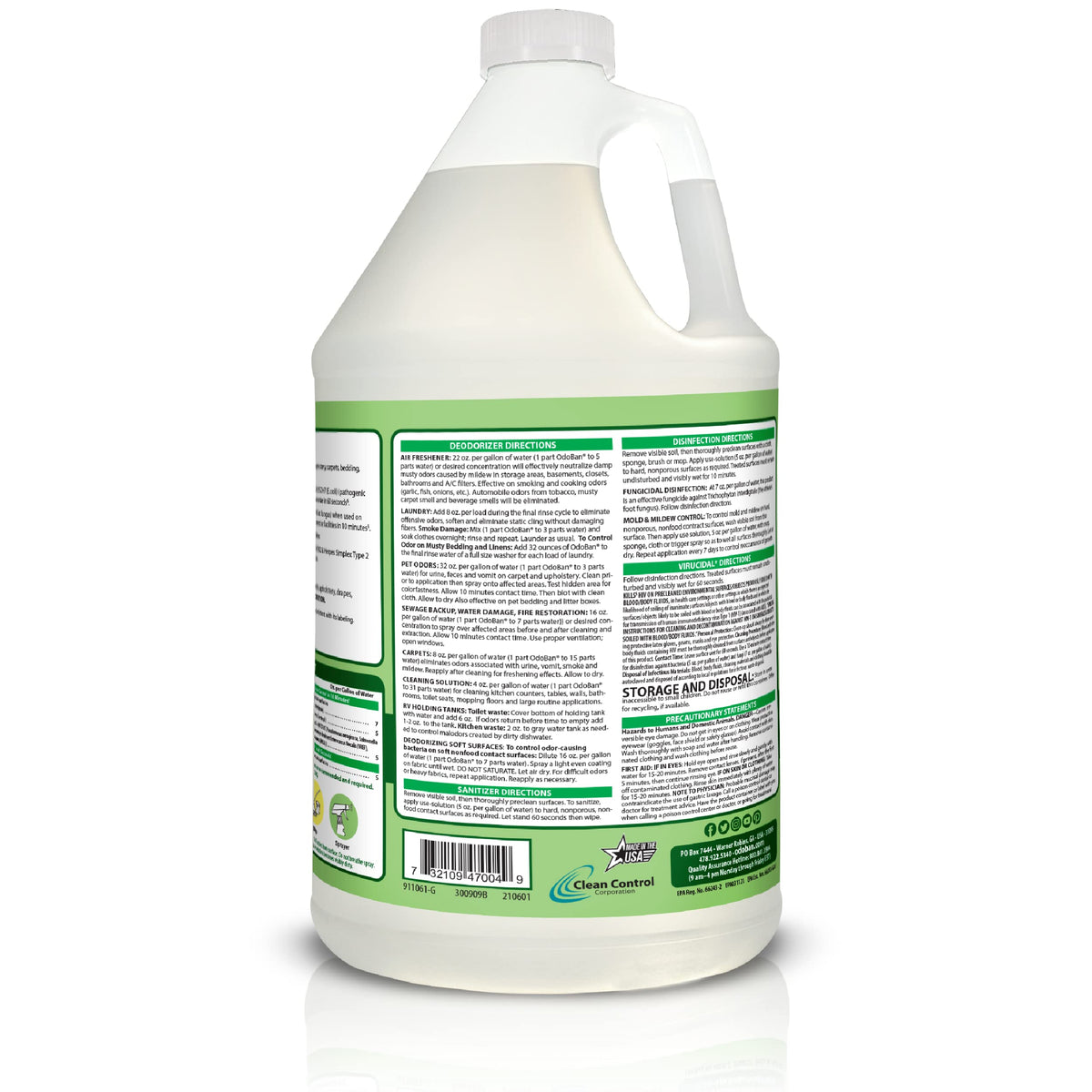 OdoBan Disinfectant Concentrate and Odor Eliminator, Made in the USA, Original Eucalyptus Scent, 2 Gallons