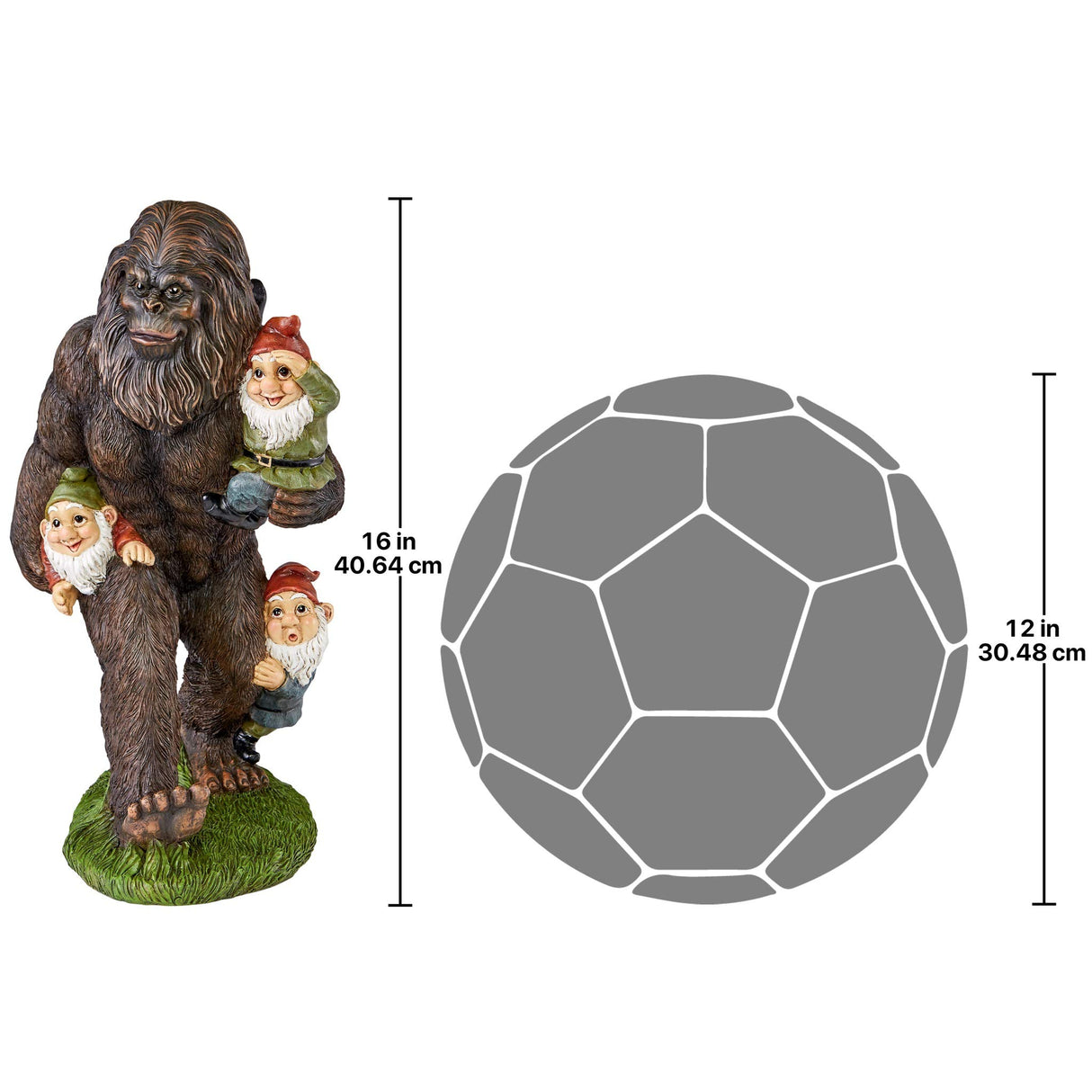 Design Toscano Schlepping the Garden Gnomes Bigfoot Yeti Indoor/Outdoor Garden Statue, 16 Inch Tall, Cast Stone Resin, Painted Full Color Finish