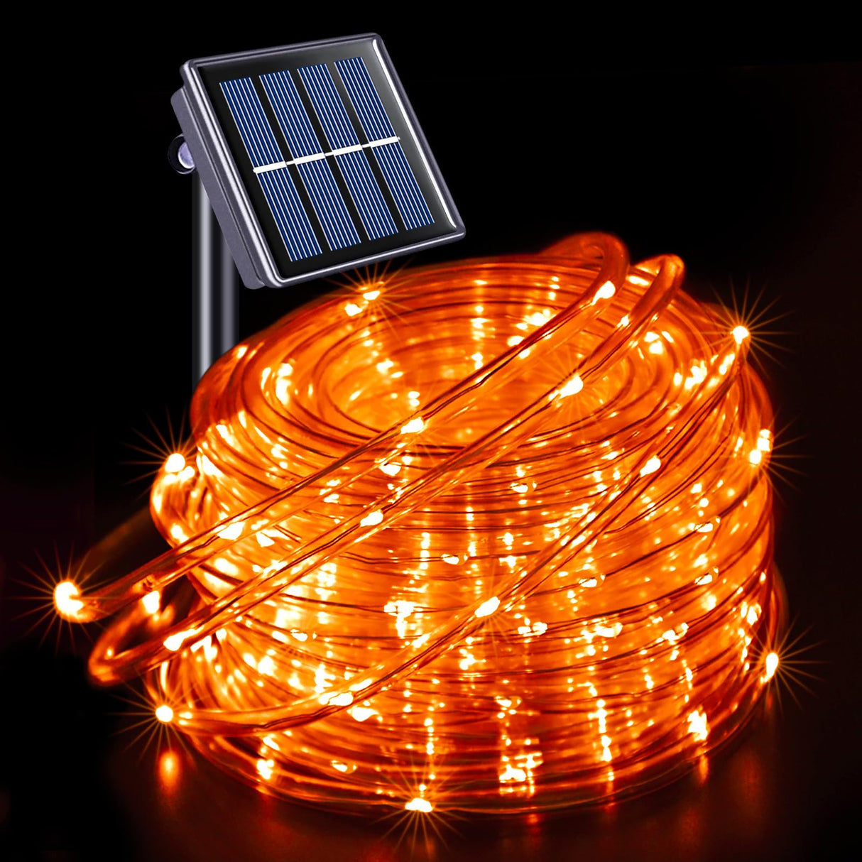 JMEXSUSS Orange Halloween Solar Lights, 66 ft 200 LED Rope Lights Outdoor Waterproof, PVC Tube Orange Christmas String Lights for Halloween Thanksgiving Fall Party Tree Fence Christmas