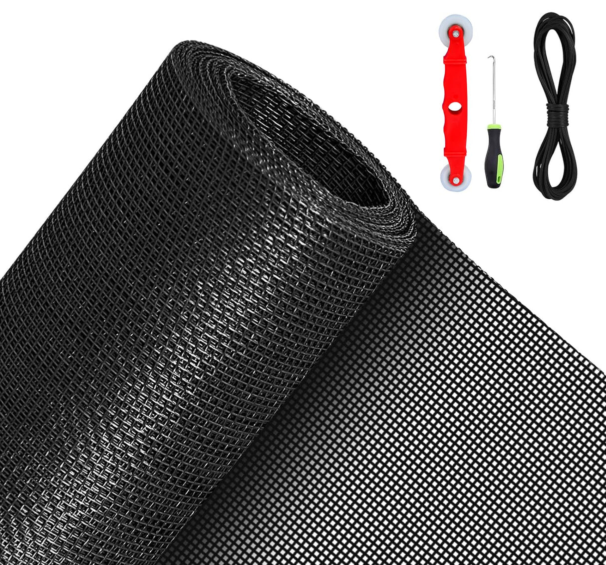 QWR Pet Proof Window Screen Replacement Kit, 48"x118" Durable High Hardness Screen Mesh Replacement Window Screens Repair Kit for Sliding Screen Door,Patio and Windows.(Folded Package with Tool Kit)