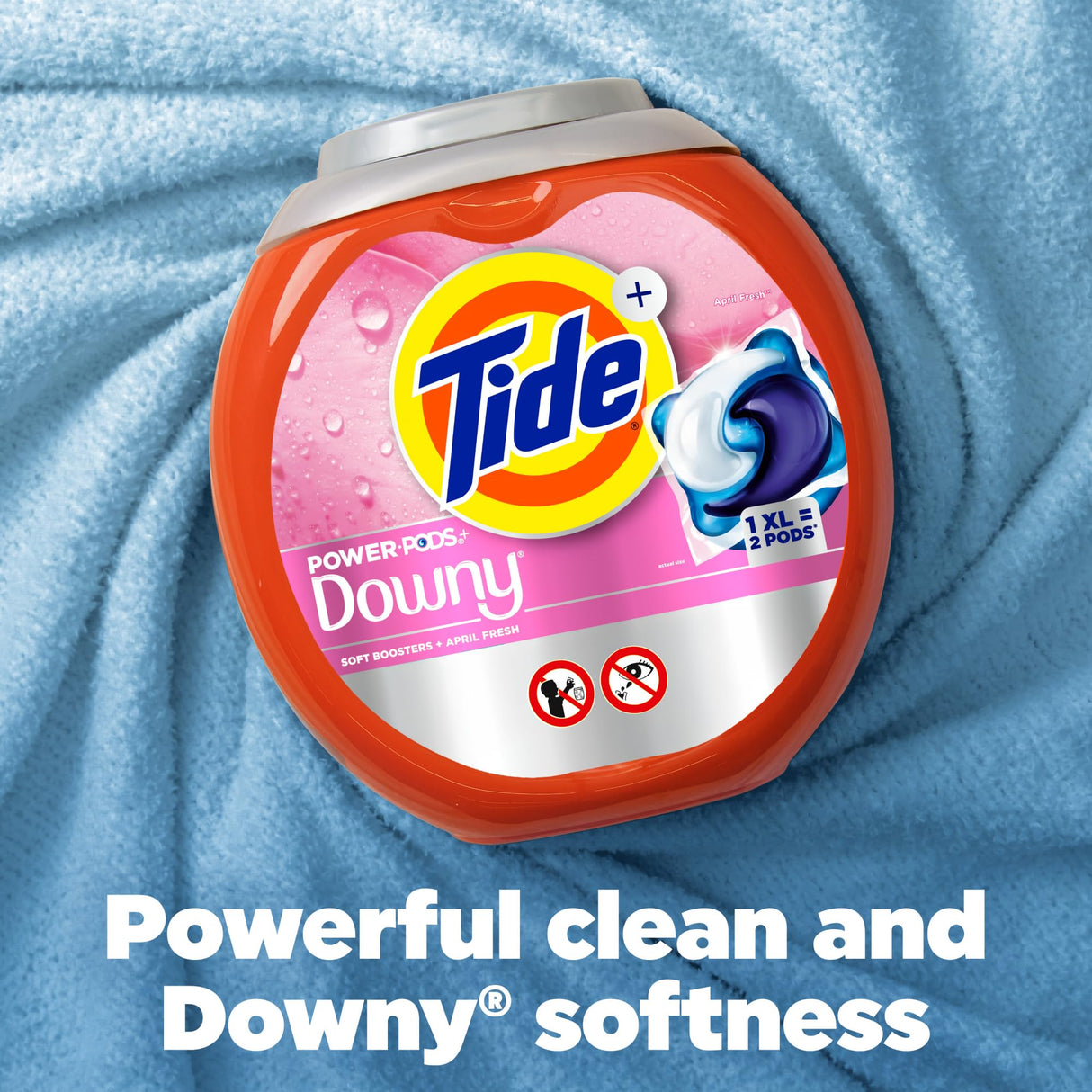 Tide Power PODs 2-in-1 Laundry Detergent Pacs with Downy Soft Boosters, Lasting Freshness with April Fresh Scent, HE Compatible, 45 Count, Tide Laundry Detergent