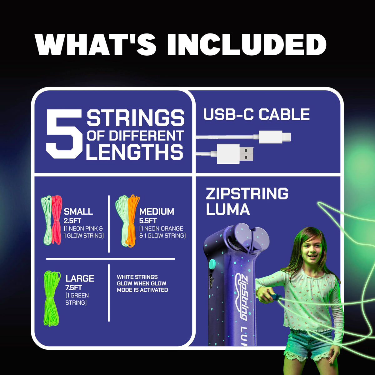 ZipString Luma Glow-in-The-Dark String Toy