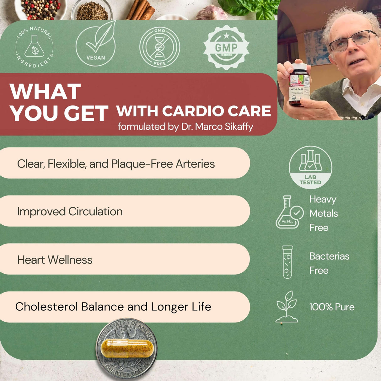 Artery Plaque Removal Formula | 4-Element All-Natural Supplement to Support Blood Pressure, Healthy Cholesterol, and Heart Rhythm | 90 Easy-to-Swallow Capsules | by Sana Herbal