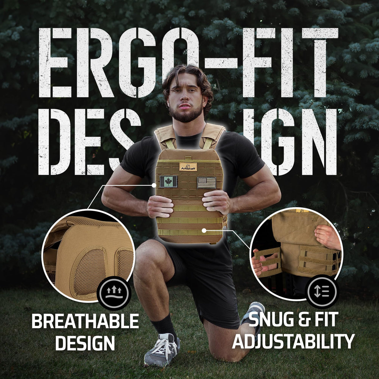 AmStaff Fitness Tactical Weighted Vest - Adjustable Weight Vests for Men & Women - Versatile Wearable Weighted Vest for Fitness Workouts, Strength and Endurance Training, Running, WO - (30lb)