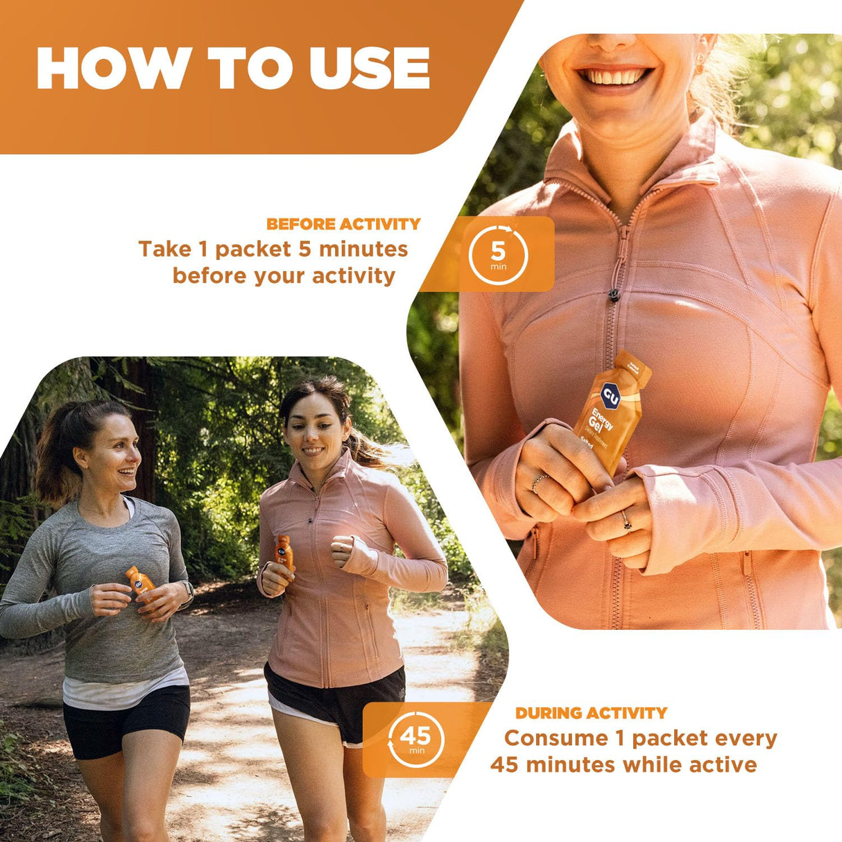 GU Energy Original Sports Nutrition Energy Gel, Vegan, Gluten-Free, Kosher, and Dairy-Free On-the-Go Energy for Any Workout, 24-Count, Salted Caramel