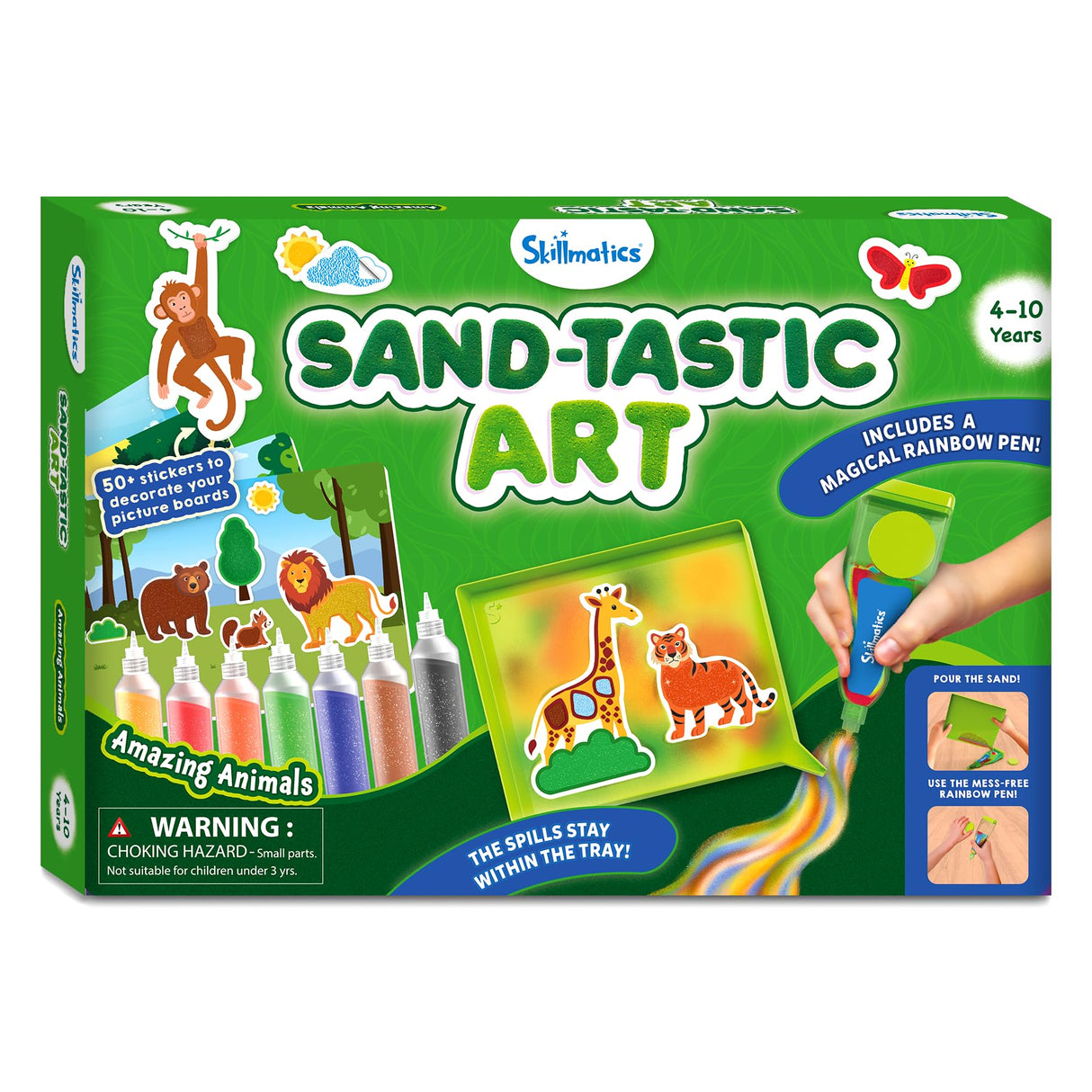 Skillmatics Sand Art Activity - Mess-Controlled DIY Animal Craft Kit with 50+ Colorful Stickers, Creative Arts & Crafts for Kids, Fun Hands-On Activity, Christmas Gifts for Ages 4, 5, 6, 7, 8, 9, 10
