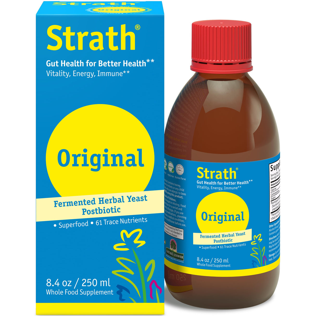 Strath Nutritional Yeast Liquid Syrup 8.4 Oz - Vegetarian, Lactose Free, Artificial Additive Free - Digestive Support, Nutrient Absorption - Unflavored Daily Supplement - Prebiotic and Postbiotic