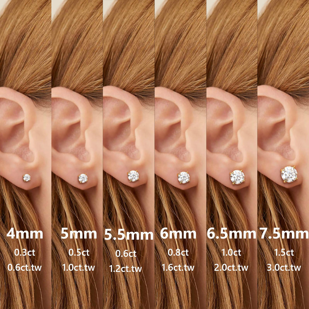KRKC 0.6-3ct Moissanite Stud Earrings, D Color VVS1 Clarity, Lab Created Diamond Stud Earring for Women, 14K White Gold S925 Sterling Silver Earrings Friction Back for Women Men, Hypoallergenic