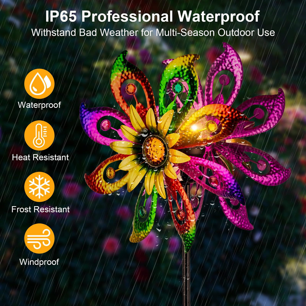 Solar Wind Spinners Outdoor with Lights Sunflower Garden Outdoor Decor Yard Lawn Art Decor for Patio Kinetic Windmills Unique Gifts for Friends and Family 60.63'' H x 13.38'' Dia 360° Rotation