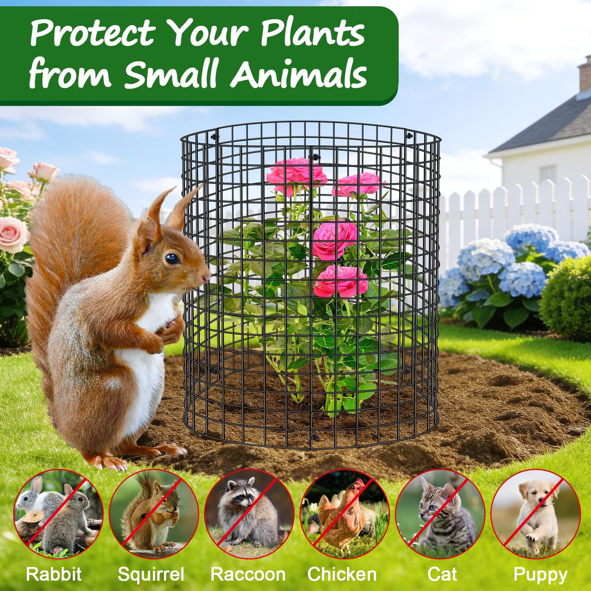 Aifanss 30 Pcs Plant Protectors from Animals, 16x12 Inch Large Metal Plant Cages Chicken Wire Cloche with Zip Ties and Stakes to Keep Animals Out, Garden Vegetables Shrubs Protection Bunny Barricades
