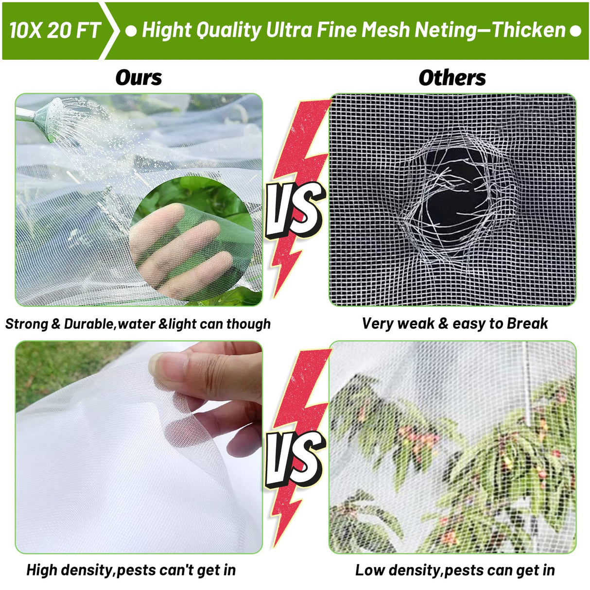 67pcs Garden Mesh Netting Kit, 6 Sets Wide Garden Hoops with Garden Covers