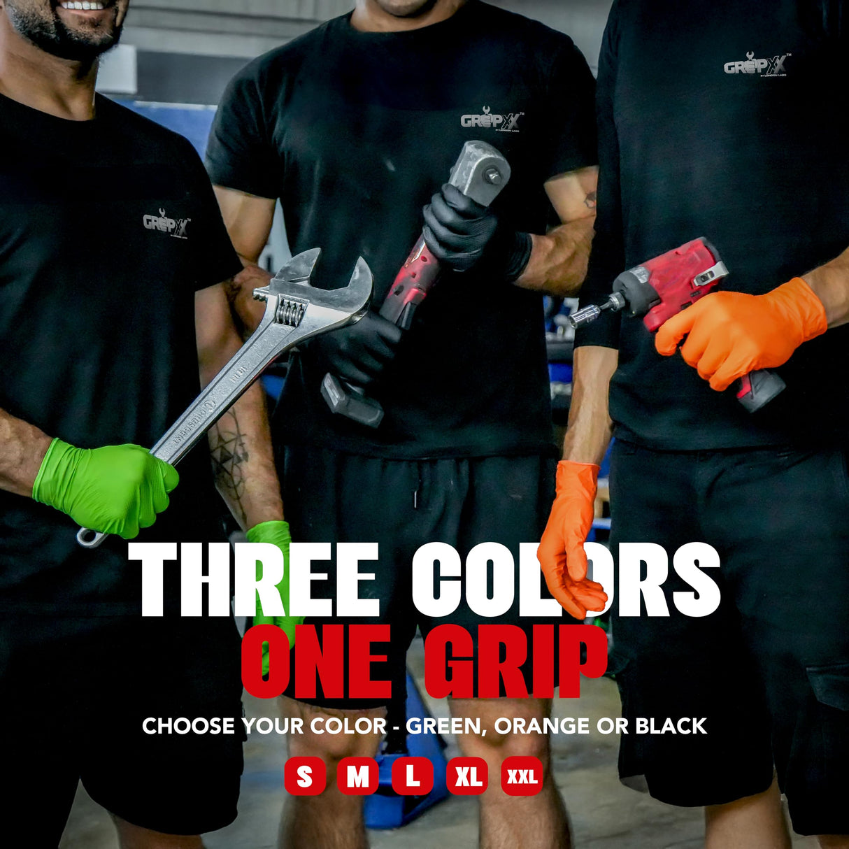 GRIPXX Herkules Grip Heavy Duty 8Mil Black Nitrile Gloves,3D Raised Diamond Texture-Latex & Powder-Free-Industrial, Mechanic (1000, X-Large)