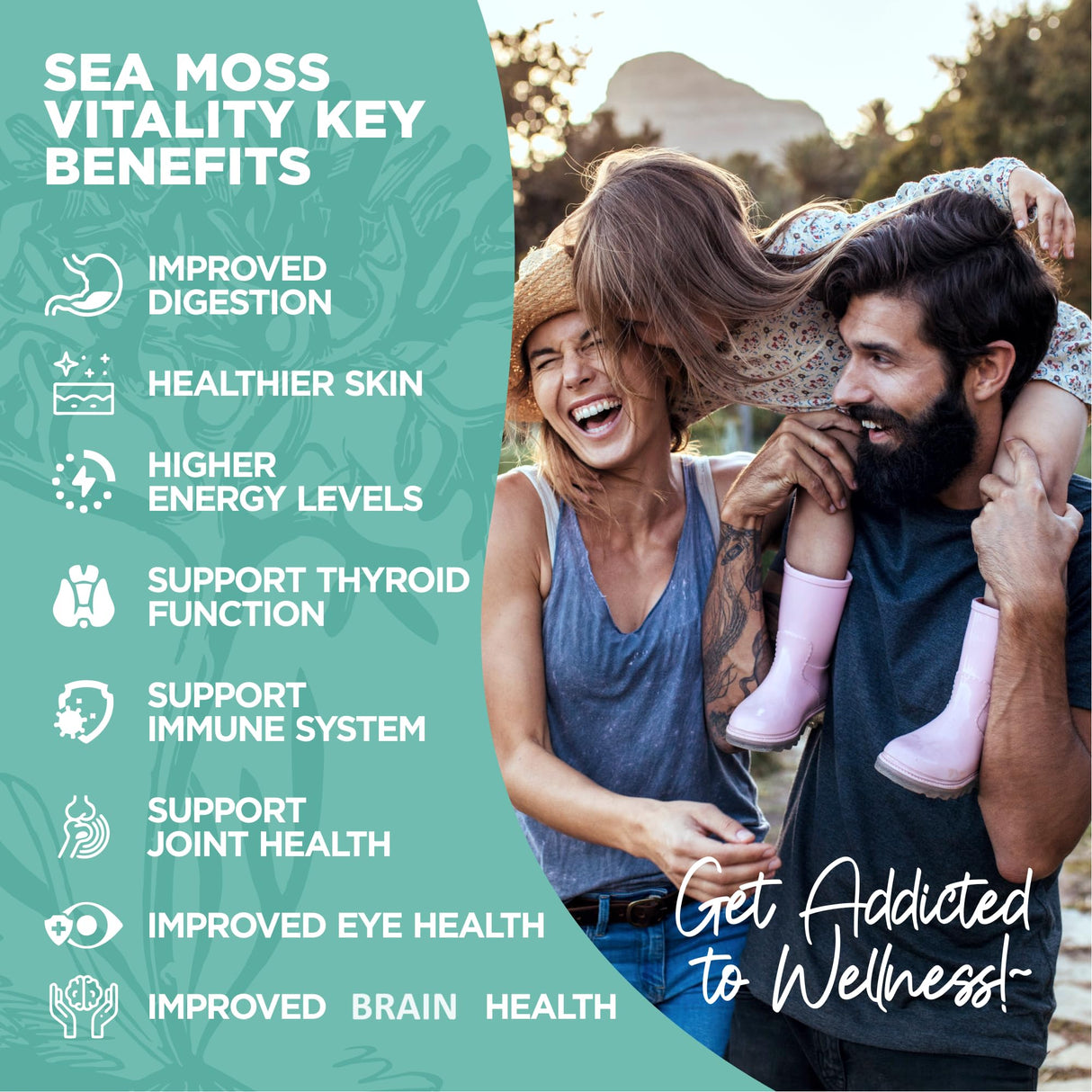 HerbaMe Organic Irish Sea Moss with Bladderwrack, Burdock Root & Black Pepper Extract, 150 Capsules, Thyroid Support, Natural Iodine Source, Promotes Immune System, Cell Food, Alkaline Supplement