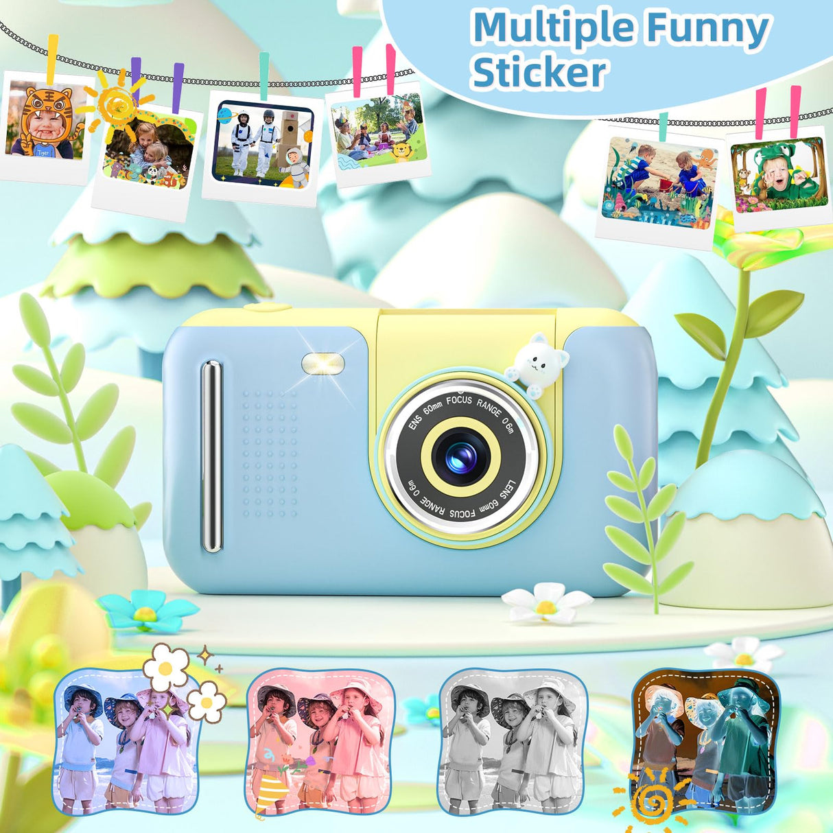 Makolle Camera for Kids, Toddler Volging Cameras Age 3-8 Christmas Birthday Gifts for Boys and Girls 3-12 Year Old Boys Digital Camcorder for Video Portable Kids Selfie Camera with 32GB SD Card Blue