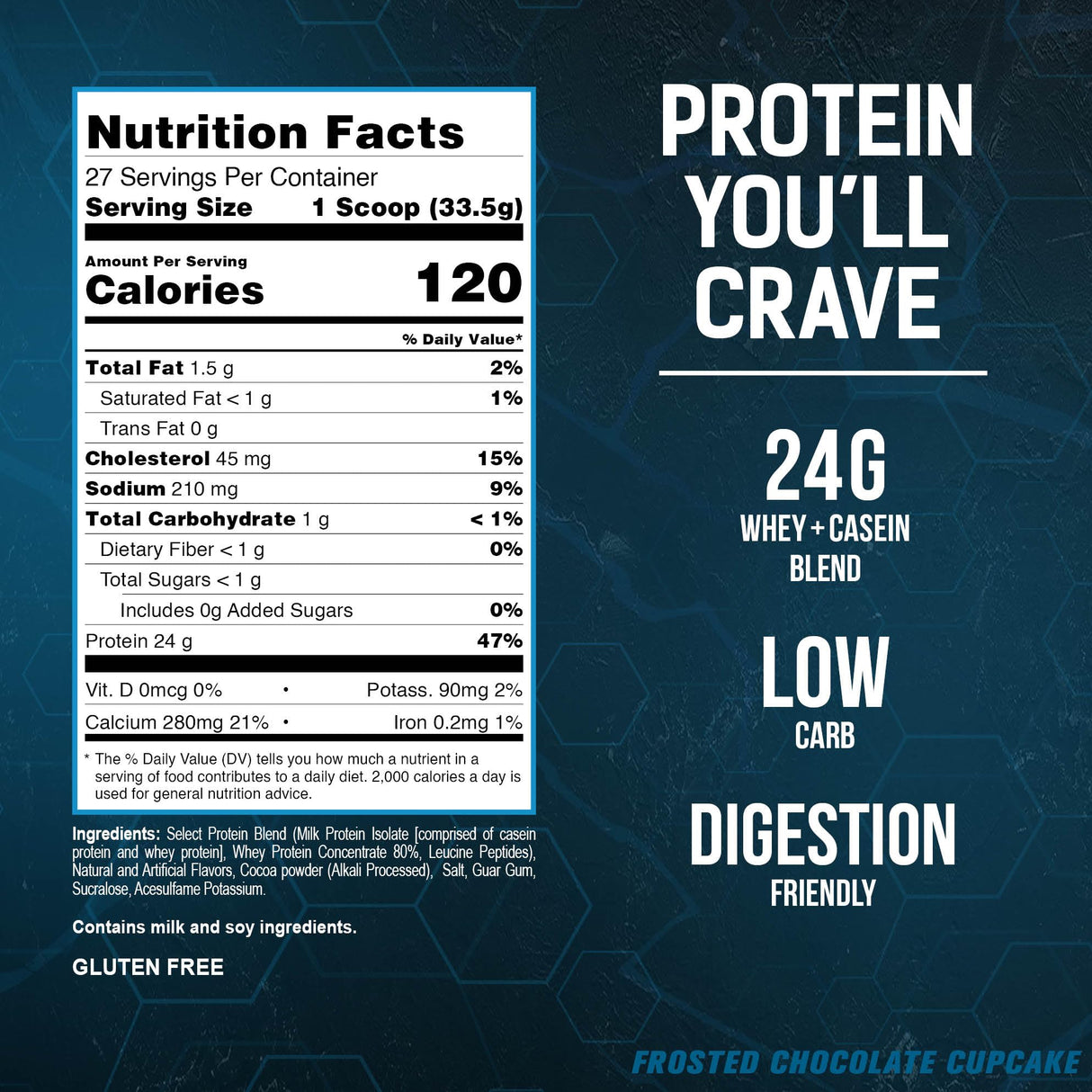 PEScience Select Protein Powder, Whey and Casein Blend, Clean Protein Powder for Women and Men, Low Calorie, Low Carb, Keto Friendly, Gluten Free, Frosted Chocolate Cupcake, 27 Servings