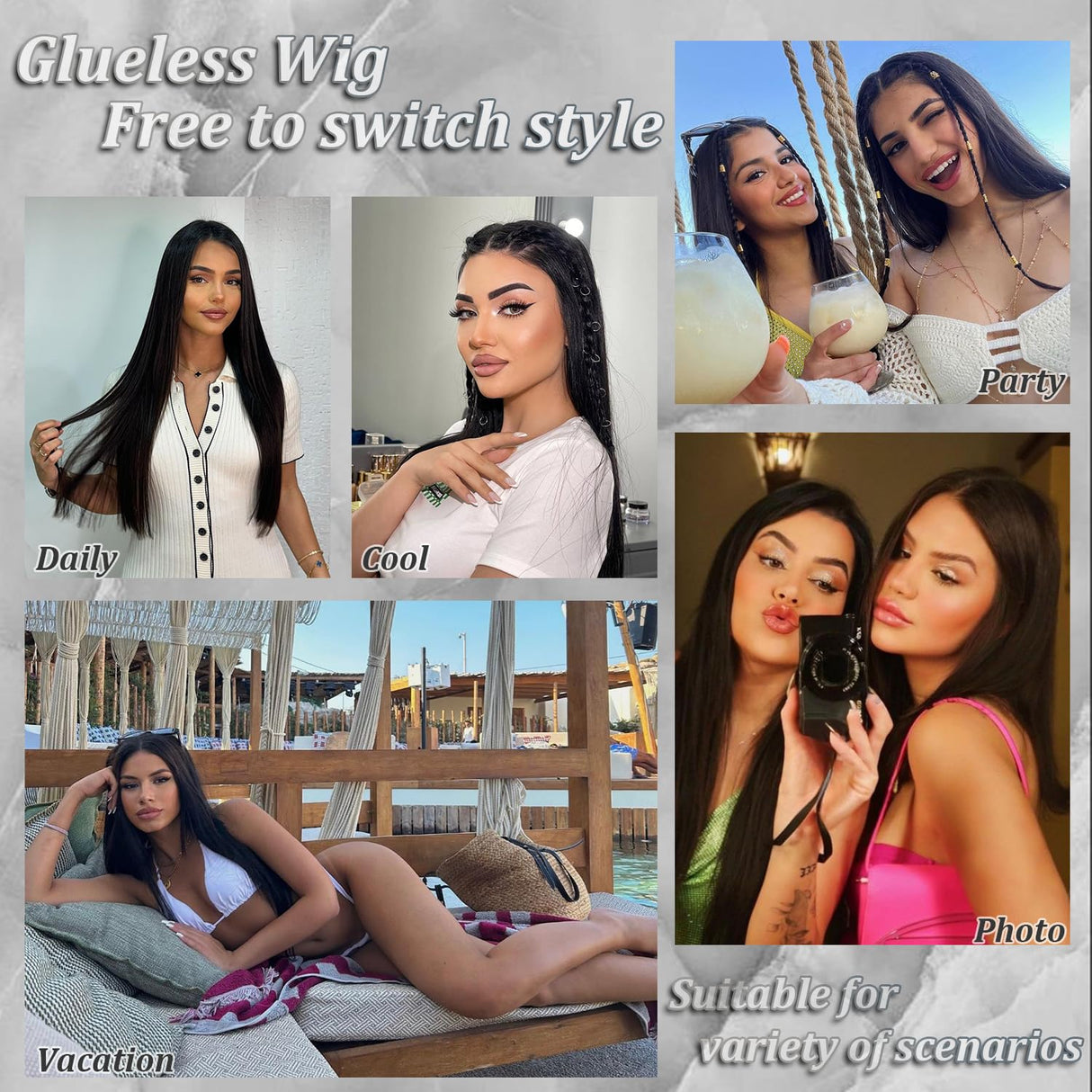 Glueless Wigs Human Hair Pre Plucked Pre Cut 6x4 Straight Lace Front Wigs Human Hair 20 Inch Hd Lace Front Closure Wigs for Women 180% Density Wear and Go Glueless Wig Ready to Wear Natural Black