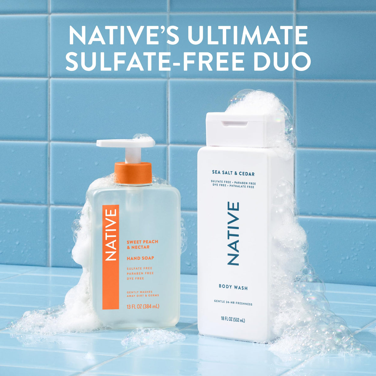 Native Clean Body Wash for Women & Men, Sea Salt & Cedar Scent, 36 fl oz